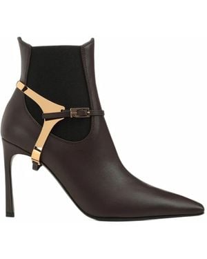 Sergio Rossi Spur Leather Ankle Boots - Black