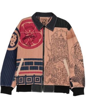 TP WORKS All-Over Graphic-Print Shirt Jacket - Red