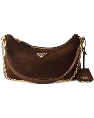 Prada Suede Shoulder Bag - Marrone