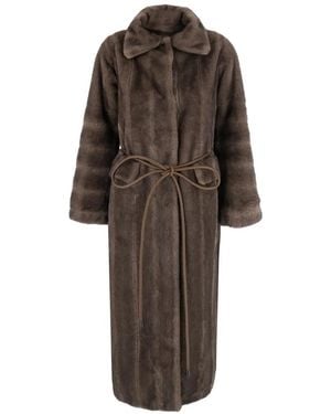 VALENTINI 1972 Belted Faux-Fur Coat - Brown