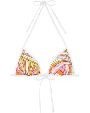 PUCCI Iride-Print Triangle Bikini Top - White