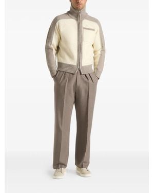 Manière De Voir Rene Zip-Fastening Colour-Block Cardigan - Natural