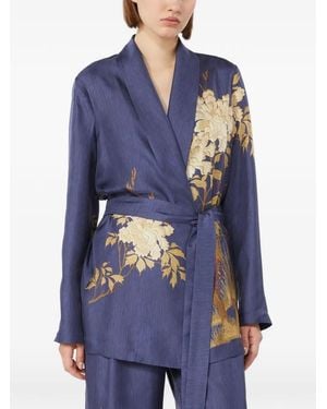 Max Mara Floral-Print Belted Tunic - Blue