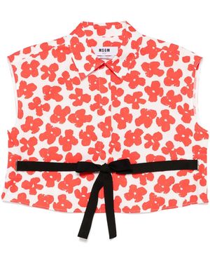 MSGM Floral-Print Shirt - Red