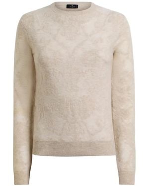 Etro Wool Jacquard Sweater With Placed Motif - White
