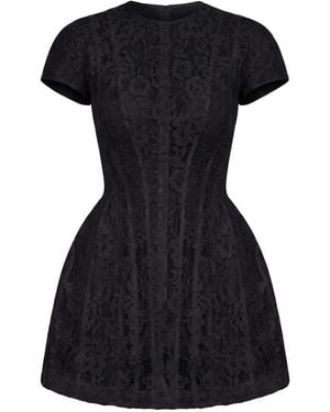 POST MERIDIEM Silhouette-Kleid Mit Spitzen-Overlay - Schwarz