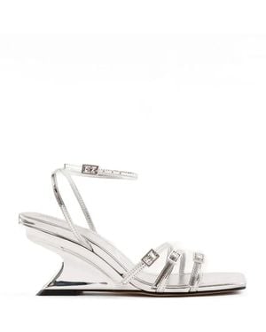 Souliers Martinez Eden Buckle-Strap Wedge Sandals - White