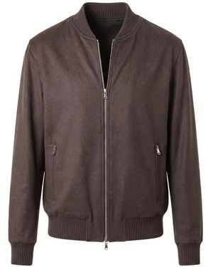 Arte' Cashmere Bomber Jacket - Brown
