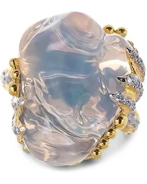 Victor Velyan Mexican Fire Opal And Diamond Ring - Grey