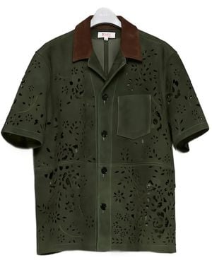 MASU Cut-Out Suede Shirt - Green