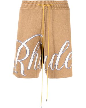 Rhude Intarsia-Knit Logo Shorts - Natural