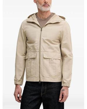 Benetton Hooded Patch-Pocket Jacket - Natural
