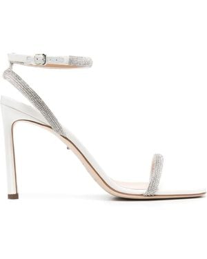 Sergio Rossi 100Mm Rhinestone-Embellished Satin Sandals - White