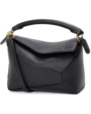 Loewe Puzzle Edge Mini-Tas Van Kalfsleer Met Handgreep - Zwart