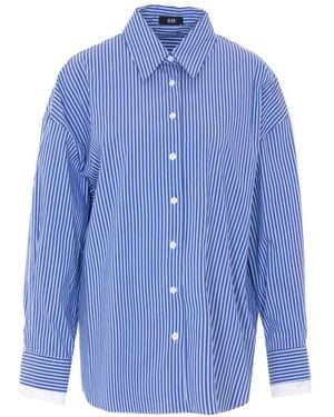 ELEH Striped Polo-Collar Shirt - Blue