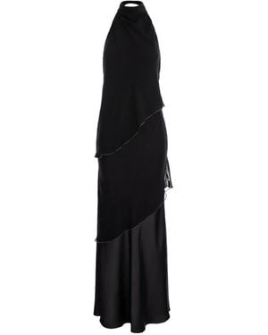 V:PM ATELIER Florance Layered Halterneck Maxi Dress - Black