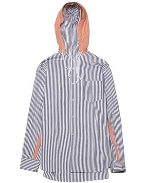 Comme des Garçons Striped Drawstring-Hood Shirt - Purple
