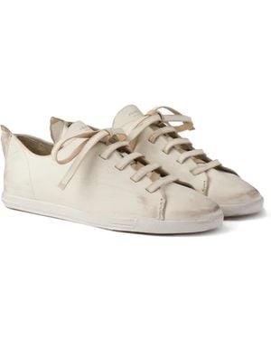 Prada Lace-Up Leather Trainers - White