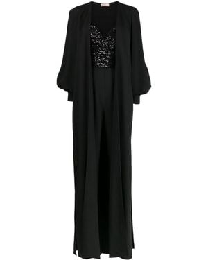 Elie Saab Cape-Detail Sequined Jumpsuit - Black