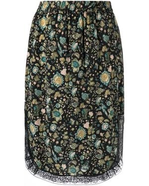 Zadig & Voltaire Jozy Floral-Print Silk Midi Skirt - Green