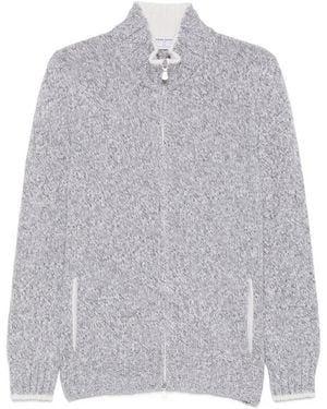Gran Sasso Zip-Up Marl-Knit Cardigan - Gray