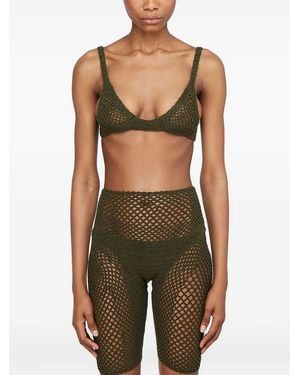 Isa Boulder Explore Crochet-Knit Bra - Green