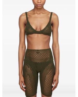 Isa Boulder Explore Crochet-Knit Bra - Green