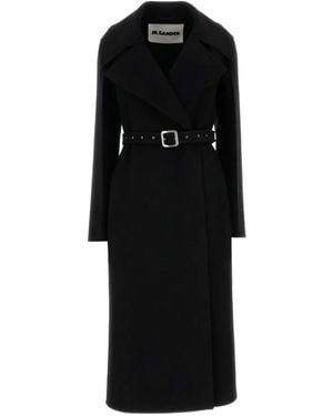 Jil Sander Belted-Wool Coat - Black