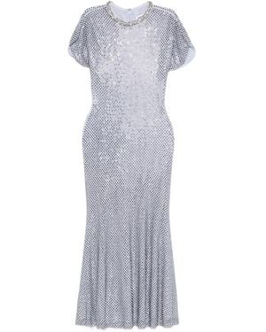 Self-Portrait Rhinestone-Embellished Midi Dress - Gray