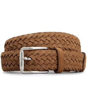 Tod's Woven Suede Belt With Branded Metal Buckle Accessories - Brown