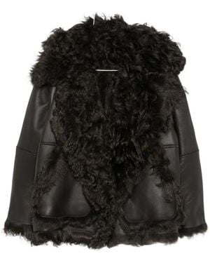 N°21 Shearling-Trim Leather Jacket - Black