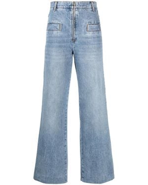 Sandro High-Waisted Wide-Leg Jeans - Blue