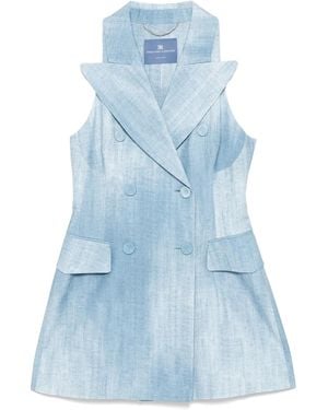 Ermanno Scervino Denim-Printed Mini Dress - Blue
