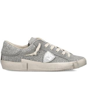 Philippe Model Prsx Glitter Appliqued Low Sneakers - White