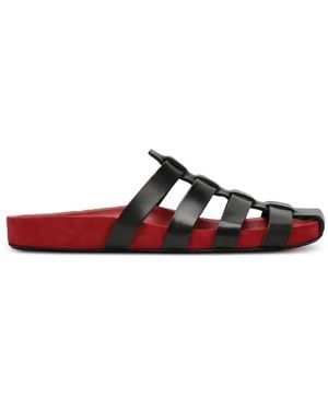 Jude Dusty Caged Leather Slides - White