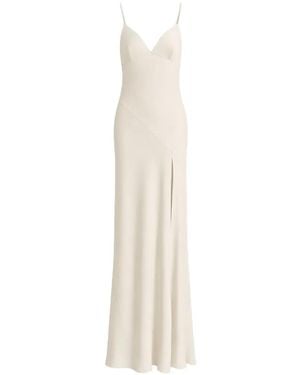 Alberta Ferretti Slit V-Neck Maxi Dress - White