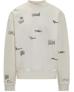 Marni Sweatshirt mit Logo-Print - Grau