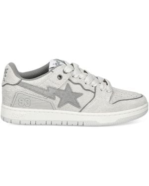 A Bathing Ape Bape Sk8 Sta #3 L Appliqué Sneakers - White