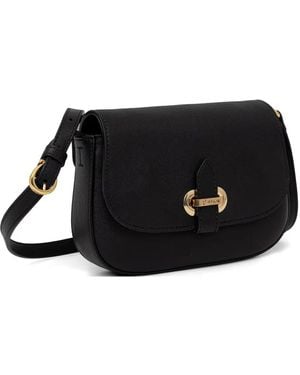 Pollini Foldover-Top Logo-Plaque Crossbody Bag - Black