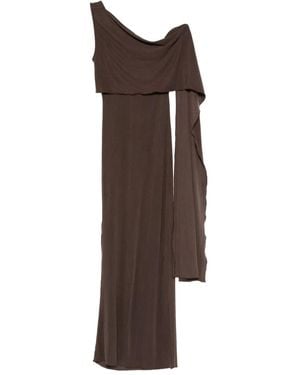 AYA MUSE One-Shoulder Fine-Ribbed Maxi Dress - Brown