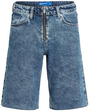 KARL LAGERFELD Zip-Up Denim Shorts - Blue