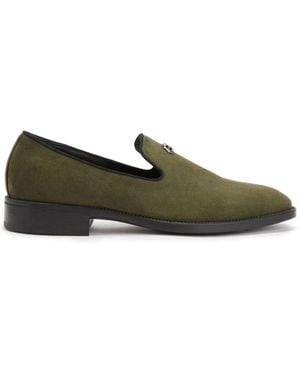 Giuseppe Zanotti Imrham Logo-Plaque Suede Loafers - Green