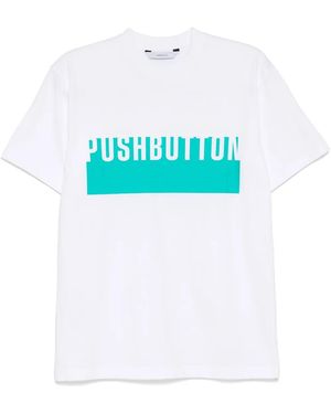 Pushbutton T-Shirt Met Logoprint - Wit