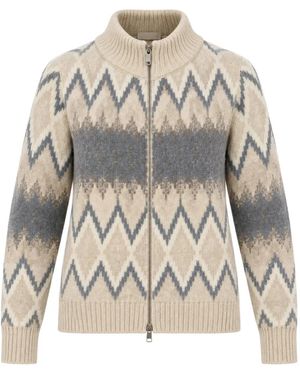 PHO® Firenze Fair Isle Zip-Up Cardigan - White