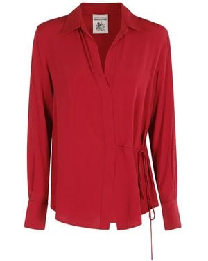 Semicouture Gustave V-Neck Tie Blouse - Red