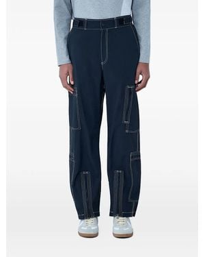 Nomarythm Textile Contrast-Stitch Cargo Trousers - Blue