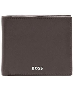 BOSS Logo-Plaque Leather Wallet - Brown