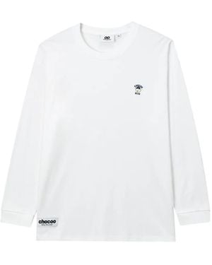 Chocoolate Logo-Patch Long-Sleeve T-Shirt - White