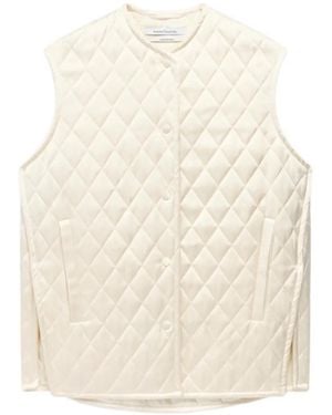 Another Tomorrow Quilted Satin Gilet - White
