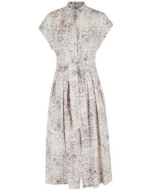 Eleventy Patterned Midi Dress - White